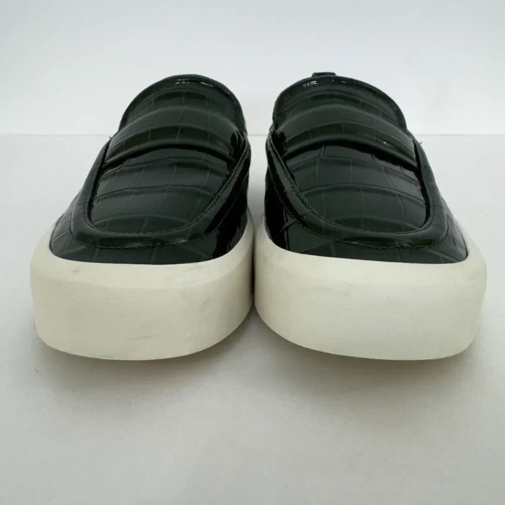Vince Ghita Croc-Embossed Slip-On Loafer Sneakers Leather Green/White | 8M